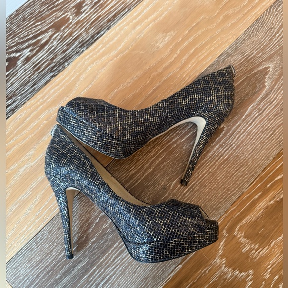 Michael Kors Erika Leopard Print Glitter Platform Peep Toe Pumps Size 7 - Picture 5 of 12